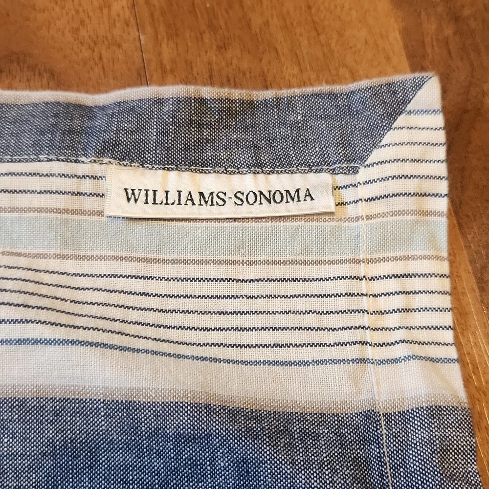 William Sonoma Linen Blue, White & Gray Striped Placemats Set of 6